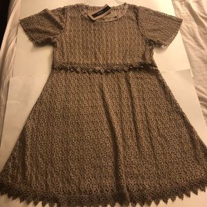 Crocheted lace dress ITALIAN coverup sequins waist
